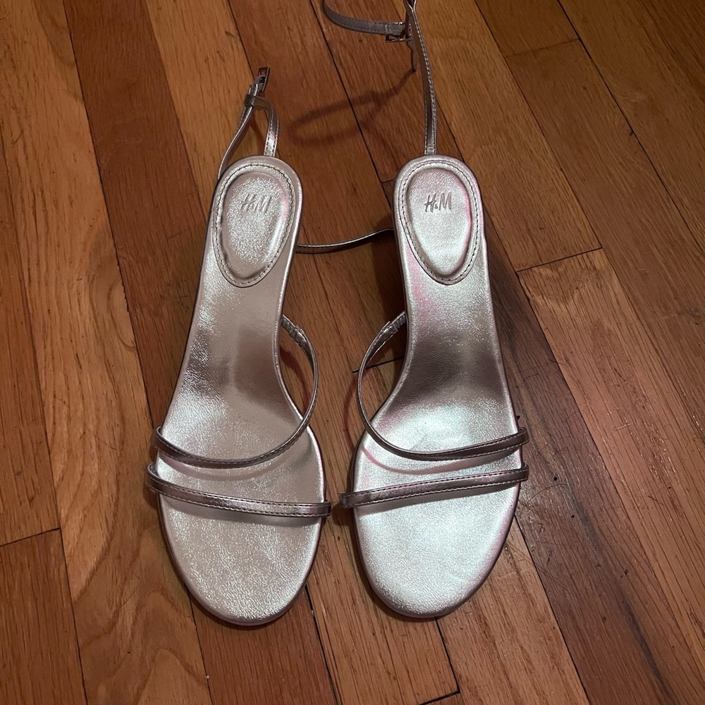 H&M Silver Strappy Kitten Heels